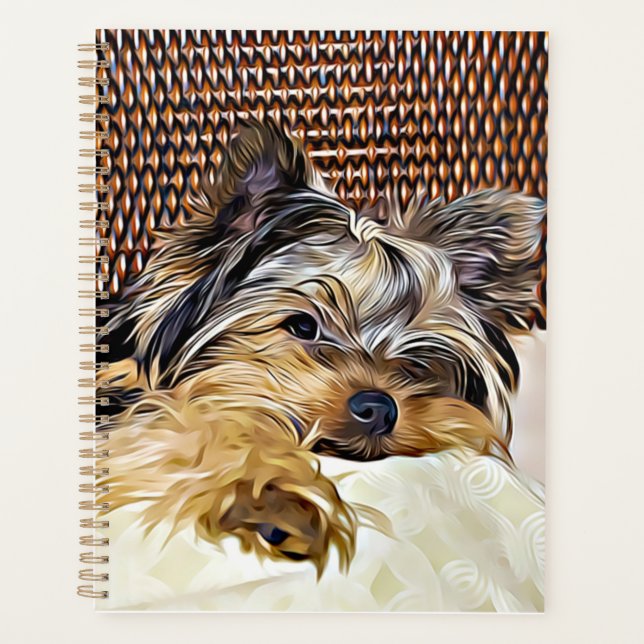 Cute Teacup Yorkie Yorkshire Terrier Digital Art Planner (Front)