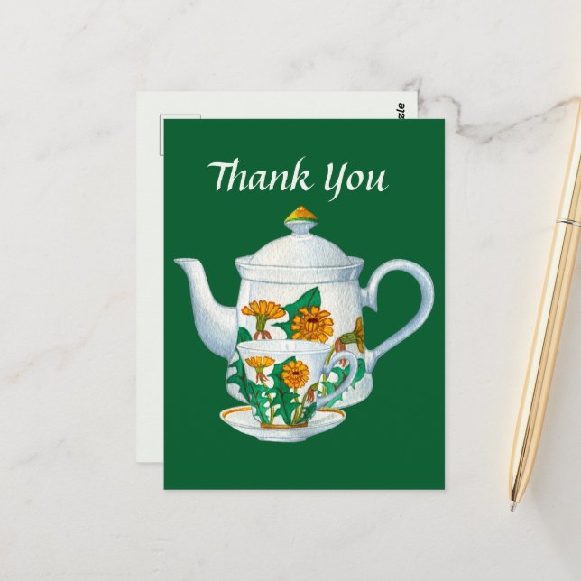 Cute teahouse thank you  postcard (Front/Back In Situ)