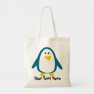 Cute Teal and White Penguin Tote Bag