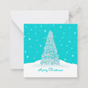 Cute Teal Aqua Mini Christmas Tree Card
