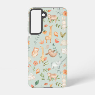 Cute Teal Baby Animal Pastel Pattern Samsung Galaxy Case