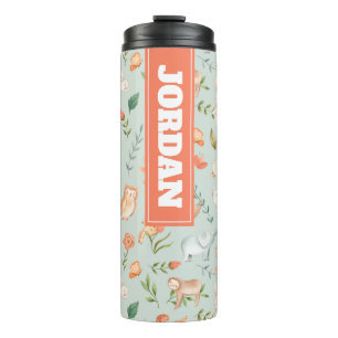 Cute Teal Baby Animal Pastel Pattern Thermal Tumbler
