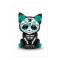 Cute Teal Blue Day of the Dead Kitten Cat, white