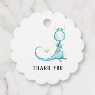 * Cute Teal Blue Dragon Baby Shower Thank You Favour Tags