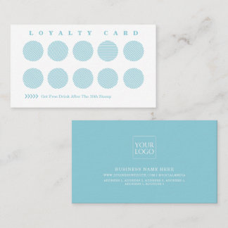 Cute Teal Blue Stripes Reward Program Loyalty Card