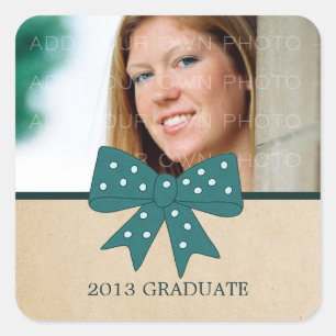 Cute Teal Bow Graduation Stickers