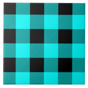 cute teal buffalo plaid pattern tile