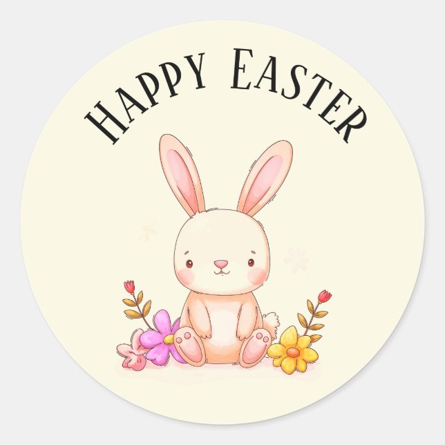 Cute teal bunny happy Easter stickers (Front)