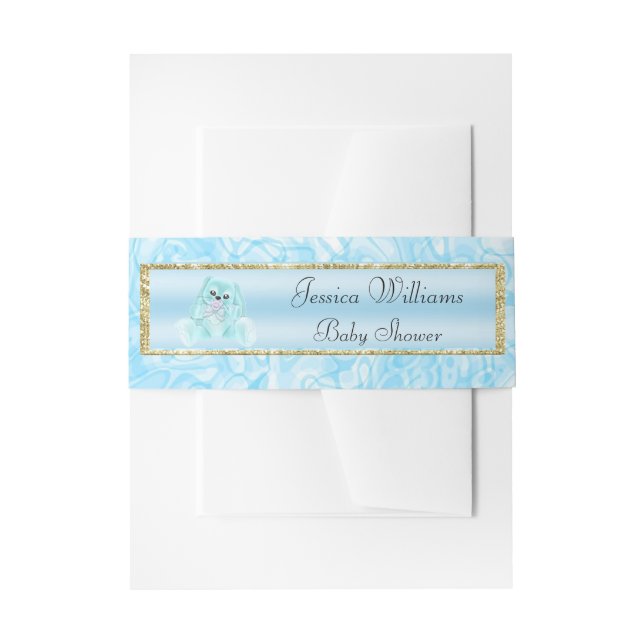 Cute Teal Bunny Invitation Belly Band (Front Example)