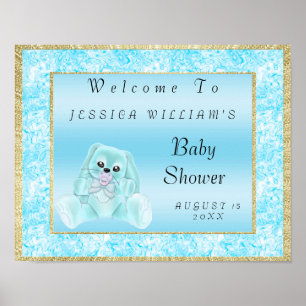 Cute Teal Bunny Welcome Poster