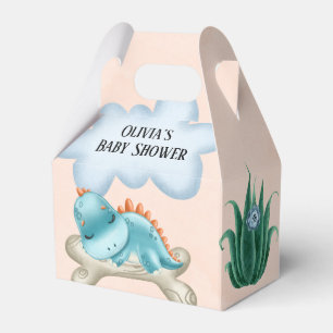 Cute Teal Burnt Orange Dinosaur Baby Shower  Favour Box