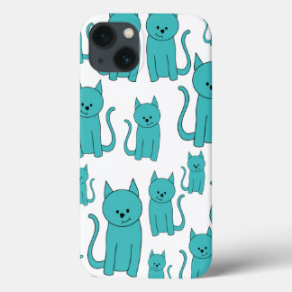 Cute Teal Cats. iPhone 13 Case