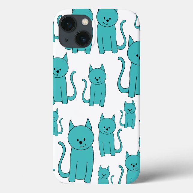 Cute Teal Cats. Case-Mate iPhone Case (Back)