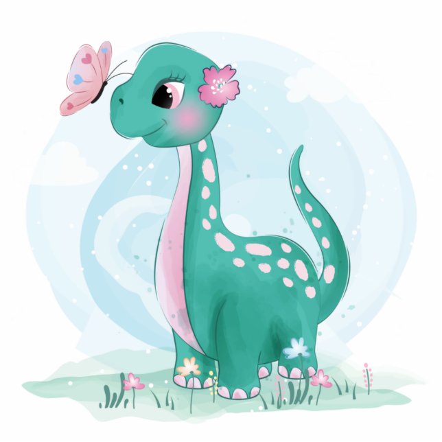 Cute Teal Dinosaur Baby Shower Standing Photo Sculpture (Front)