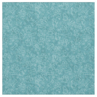 Cute Teal Dog Pattern Fabric