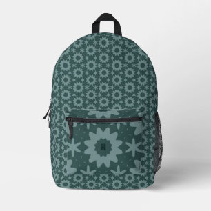 cute teal geometric pattern printed backpack
