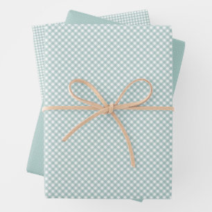 Cute teal gingham and dots simple classic wrapping paper sheet
