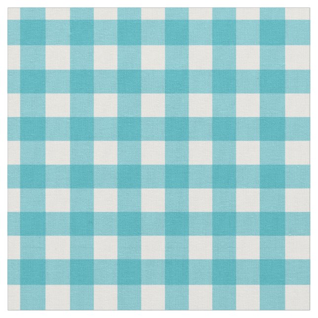 Cute Teal Gingham Fabric (Close Up)
