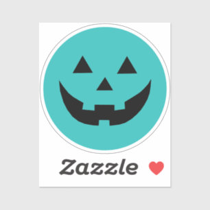 Cute teal Jack o lantern pumpkin face Halloween