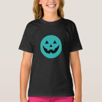 Cute teal Jack o lantern pumpkin face Halloween