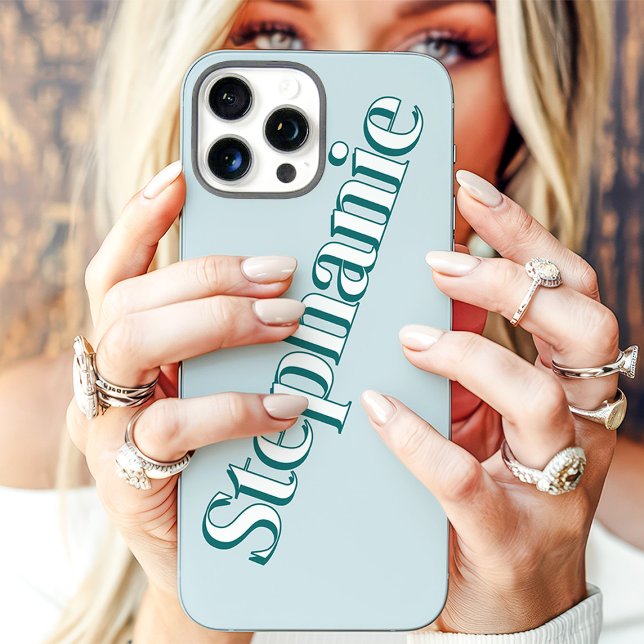 Cute Teal Minimalist Custom Name Case-Mate iPhone Case (Creator Uploaded)