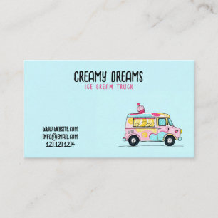 Cute Teal & Pink Color Swirl Ice Cream Truck Business Card