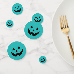 Cute teal pumpkin Jack o lantern face Halloween Confetti