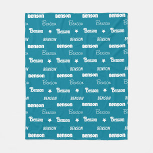 Cute teal repeating name personalised fleece blanket