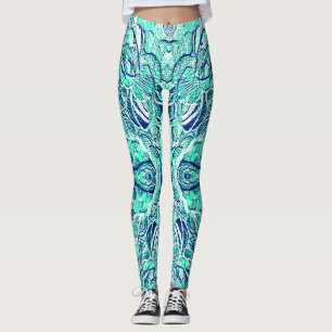 Cute teal textured "Ratti_Creative_Arts" Leggings