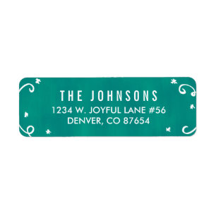 Cute Teal + White Holiday Return Address Label