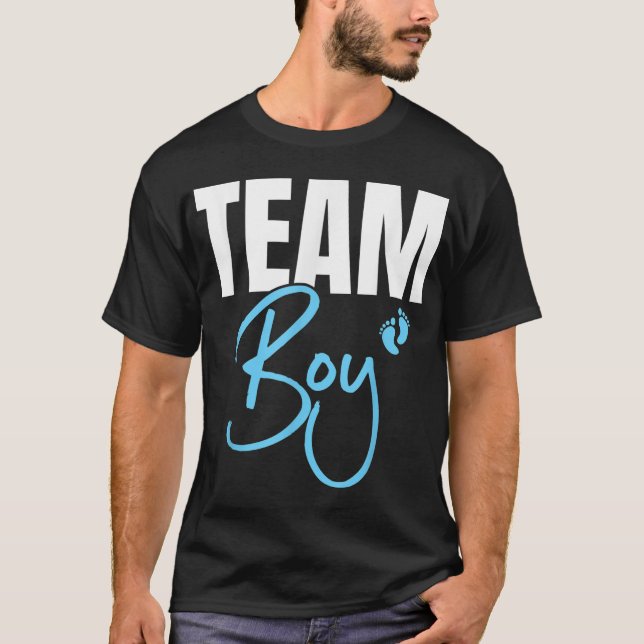 Cute Team Boy gender reveal party Idea for dad T-Shirt (Front)