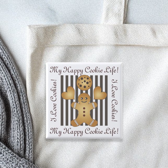 Cute Team Cookie Cartoon Stripe Kawaii Kids 15 Cm Square Badge (Creator Uploaded)