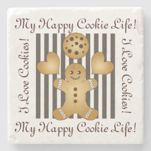 Cute Team Cookie Cartoon Stripe Kawaii Kids Stone Coaster
