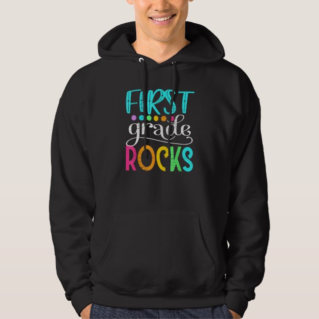 Cute Team First Grade Hello 1st Grade Rocks Back T Hoodie (Front)