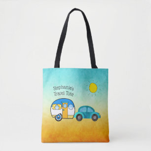 Cute Teardrop Camper Personalised Road Trip Tote Bag