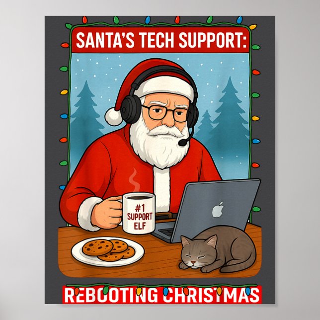 Cute Tech Support s Rebooting Santa Poster (Front)