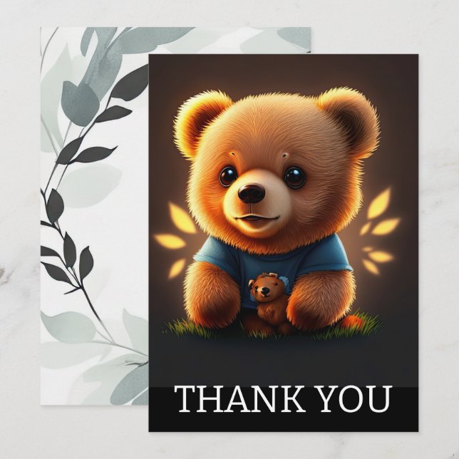 Cute Teddie Bear Thank You (Front/Back)