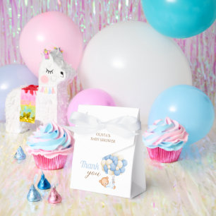 Cute Teddy Balloons Baby Boy Shower Thank You  Favour Box
