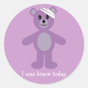 Cute Teddy & Bandage I Was Brave Lilac Stickers