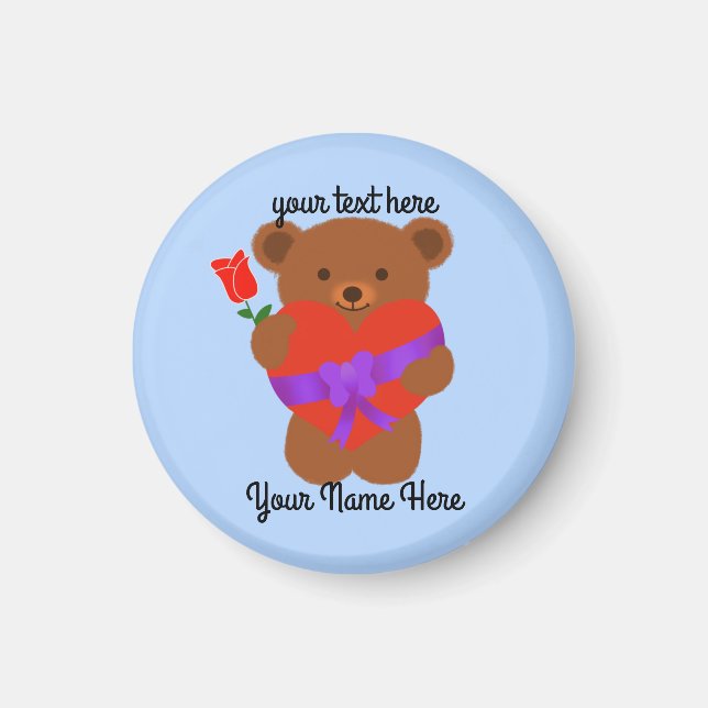 Cute Teddy Bear #1 Round Magnet (Front)