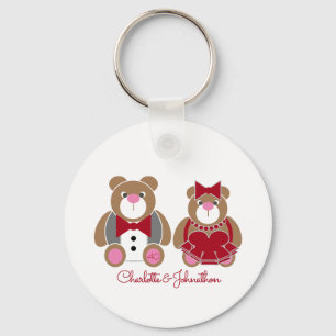 Cute teddy bear 40th ruby wedding anniversary key ring