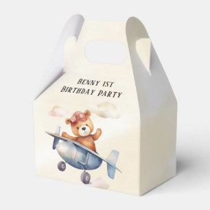 Cute Teddy Bear Aeroplane 1st Birthday Party  Favour Box