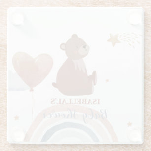 Cute teddy bear African american boys baby shower Glass Coaster