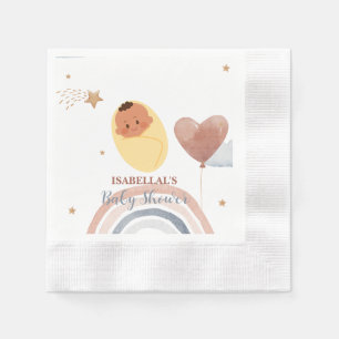 Cute teddy bear African american boys baby shower Napkin