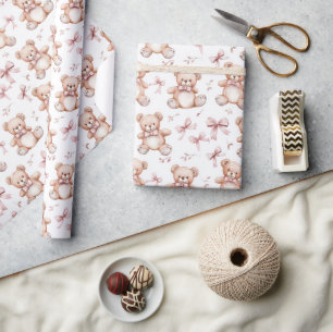 Cute Teddy Bear and Baby shower Wrapping Paper