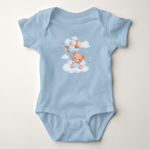 Cute Teddy Bear and Balloons Baby Bodysuit