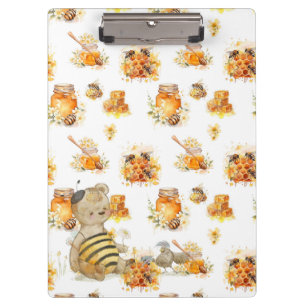 cute teddy bear and bees clipboard