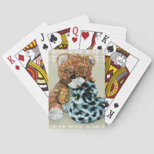 Cute teddy bear and duck playing cards