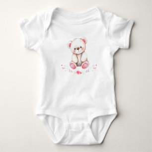 Cute teddy bear and flowers for a girl baby bodysuit