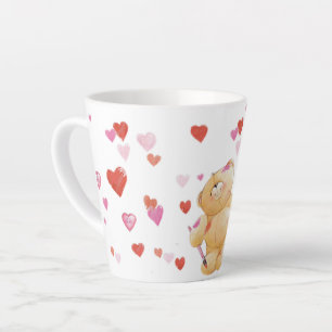 Cute Teddy Bear and Hearts Latte Mug